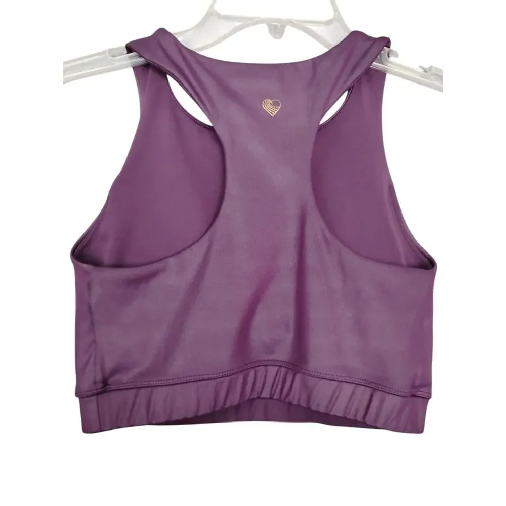 Tone It Up High Shine Long Line Sport Bra Size Medium Deep Purple Removable Pads